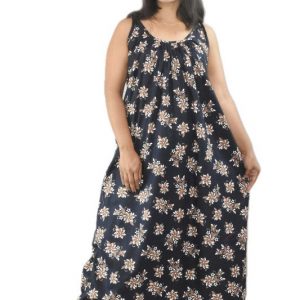 Navy Blue Narrow Sleeve Maxi Nighty