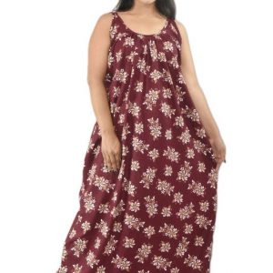 Maroon Narrow Sleeve Maxi Nighty