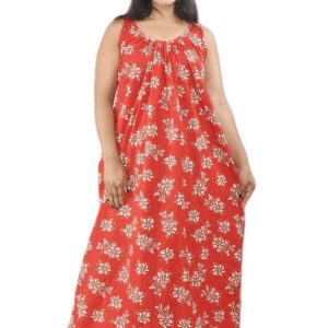Red Narrow Sleeve Maxi Nighty