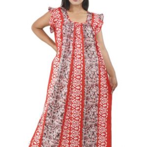 Red Sqrare Neck Pleated Sleeve