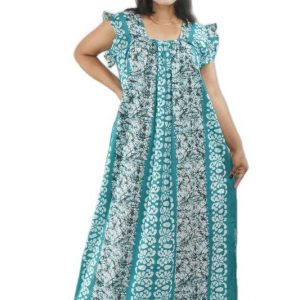 Sea Green Sqrare Neck Pleated Sleeve