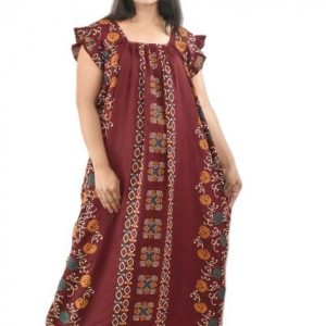 Maroon Square Neck Pleated Sleeve