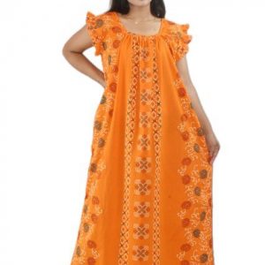 Yellow Square Neck Pleated Sleeve