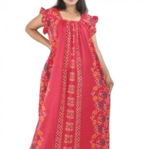 Pink Square Neck Pleated Sleeve