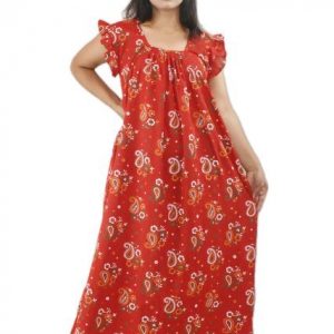 Red Square Neck Pleated Sleeve
