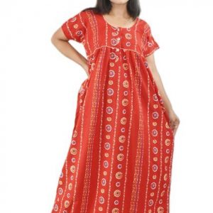 Red Pure cotton Round neck Chord with Front Button