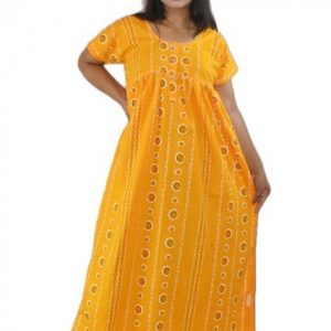 Yellow Pure cotton Round neck Chord with Front Button