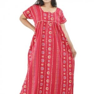Pink Pure cotton Round neck Chord with Front Button