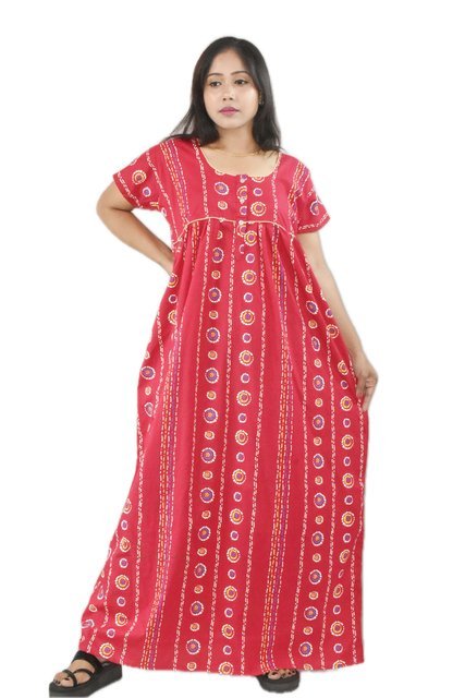 Pink Pure cotton Round neck Chord with Front Button