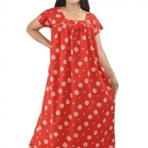 Red Pure Cotton Square Neck with Chord Short sleeve