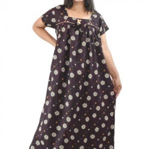 Dark Purple Pure Cotton Square Neck with Chord Short sleeve