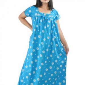 Sky Blue Pure Cotton Square Neck with Chord Short sleeve