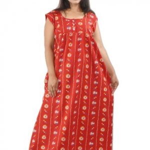 Red Pure Cotton Round Neck sleeveless with Front Button