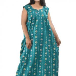 Sea Green Pure Cotton Round Neck sleeveless with Front Button
