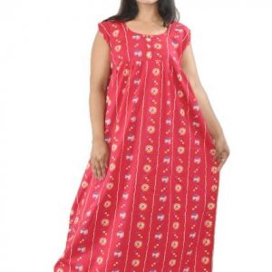 Pink Pure Cotton Round Neck sleeveless with Front Button