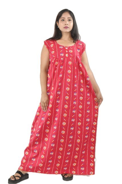 Pink Pure Cotton Round Neck sleeveless with Front Button