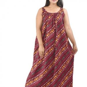 Maroon Narrow Sleeve Maxi Nighty