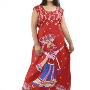Red Round Neck Sleeveless Allan Maxi Nighty