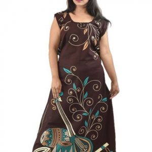 Dark Maroon Round Neck Sleeveless Allan Maxi Nighty