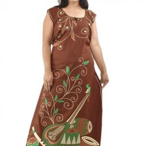 Brown Round Neck Sleeveless Allan Maxi Nighty