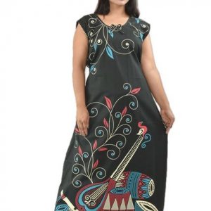 Dark Green Round Neck Sleeveless Allan Maxi Nighty