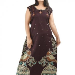 Dark Maroon Round Neck Sleeveless Allan Maxi Nighty