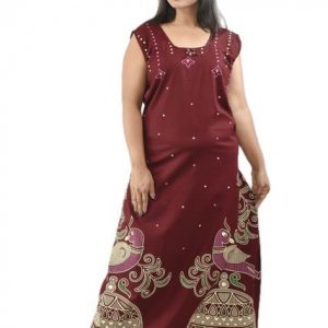 Maroon Round Neck Sleeveless Allan Maxi Nighty