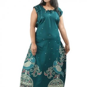 Sea Green Round Neck Sleeveless Allan Maxi Nighty