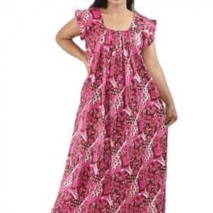Pink Pure Cotton Square Neck Pleated Sleeve