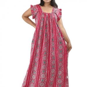 Pink Pure Cotton Square Neck Pleated Sleeve