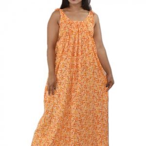 Yellow Pure Cotton Square Neck Pleated Sleeve