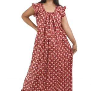 Maroon Square Neck Pleated Sleeve