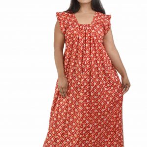 Red Square Neck Pleated Sleeve