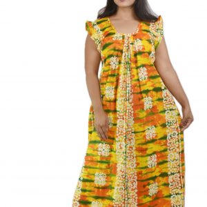 Yellow Square Neck Pleated Sleeve