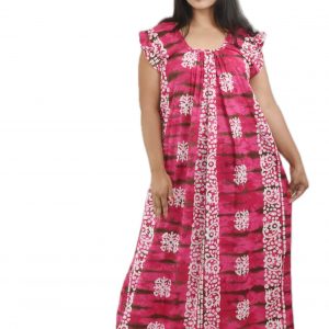 Pink Square Neck Pleated Sleeve