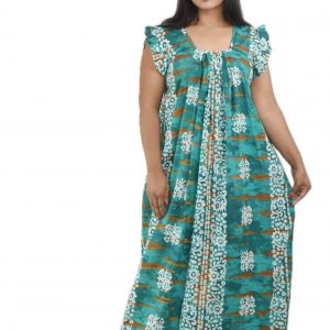 Sea Green Square Neck Pleated Sleeve