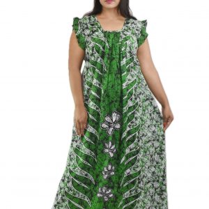 Green Square Neck Pleated Sleeve