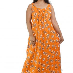 Orange Round neck Narrow Sleeve Maxi