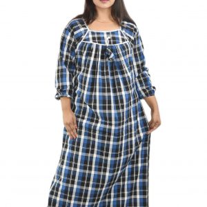 Royal Blue Square Neck With Chord Winter Woolen Cotton Nighty