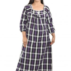 Purple  Square Neck With Chord Winter Woolen Cotton Nighty