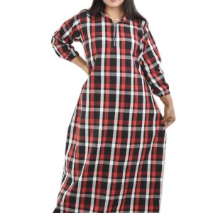 Red Shirt Collar With Front chain Winter Woolen Cotton Nighty