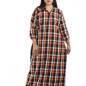 Orange  Shirt Collar With Front chain Winter Woolen Cotton Nighty