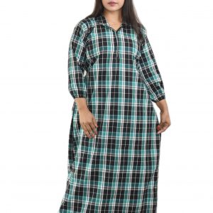 Green Shirt Collar With Front chain Winter Woolen Cotton Nighty