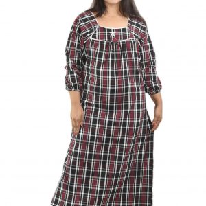 Maroon Square Neck With Chord  Winter Woolen Cotton Nighty