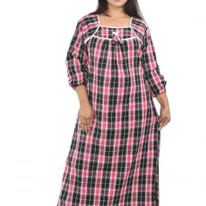 Pink Winter Woolen Cotton Nighty