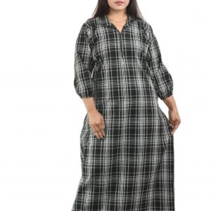 Black Winter Woolen Cotton Nighty