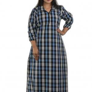 Sky Blue Shirt Collar With Front chain Winter Woolen Cotton Nighty