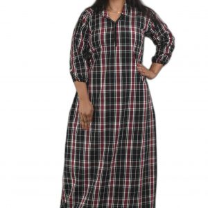 Maroon Shirt Collar With Front chain Winter Woolen Cotton Nighty