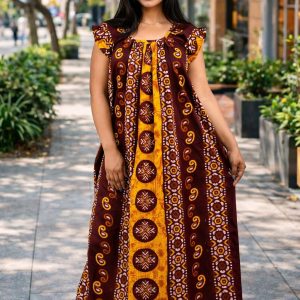 Maroon Square Neck Pleated Sleeve