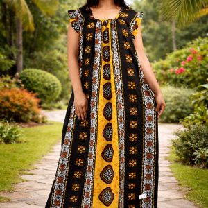 Black Square Neck Pleated Sleeve